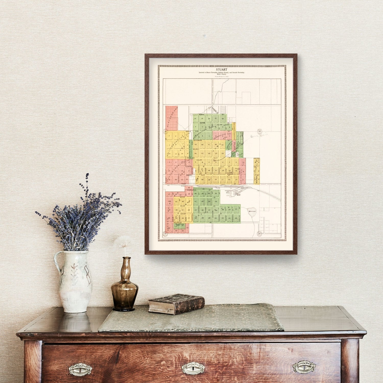 Vintage Map of Stuart, Iowa 1917