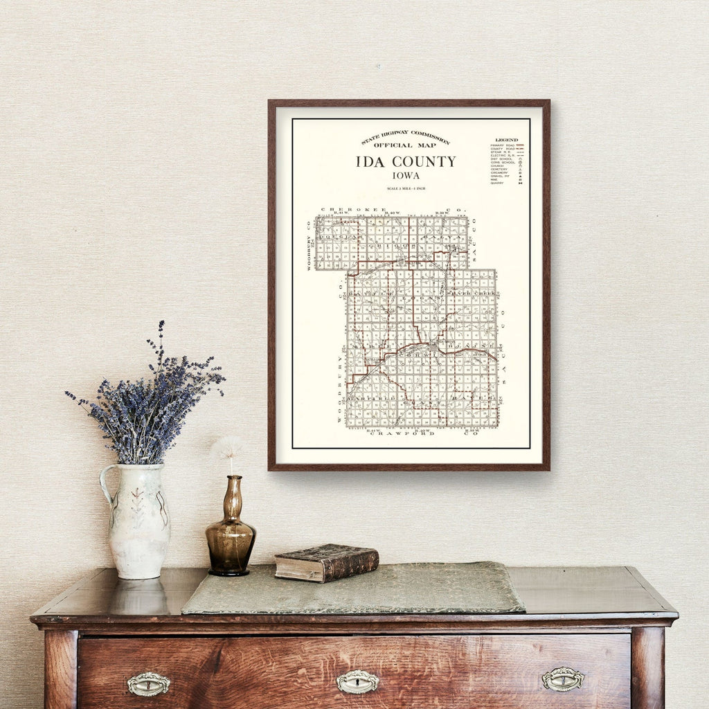 Vintage Map of Ida County, Iowa 1920