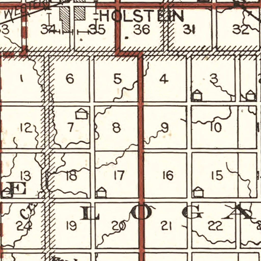 Vintage Map of Ida County, Iowa 1920