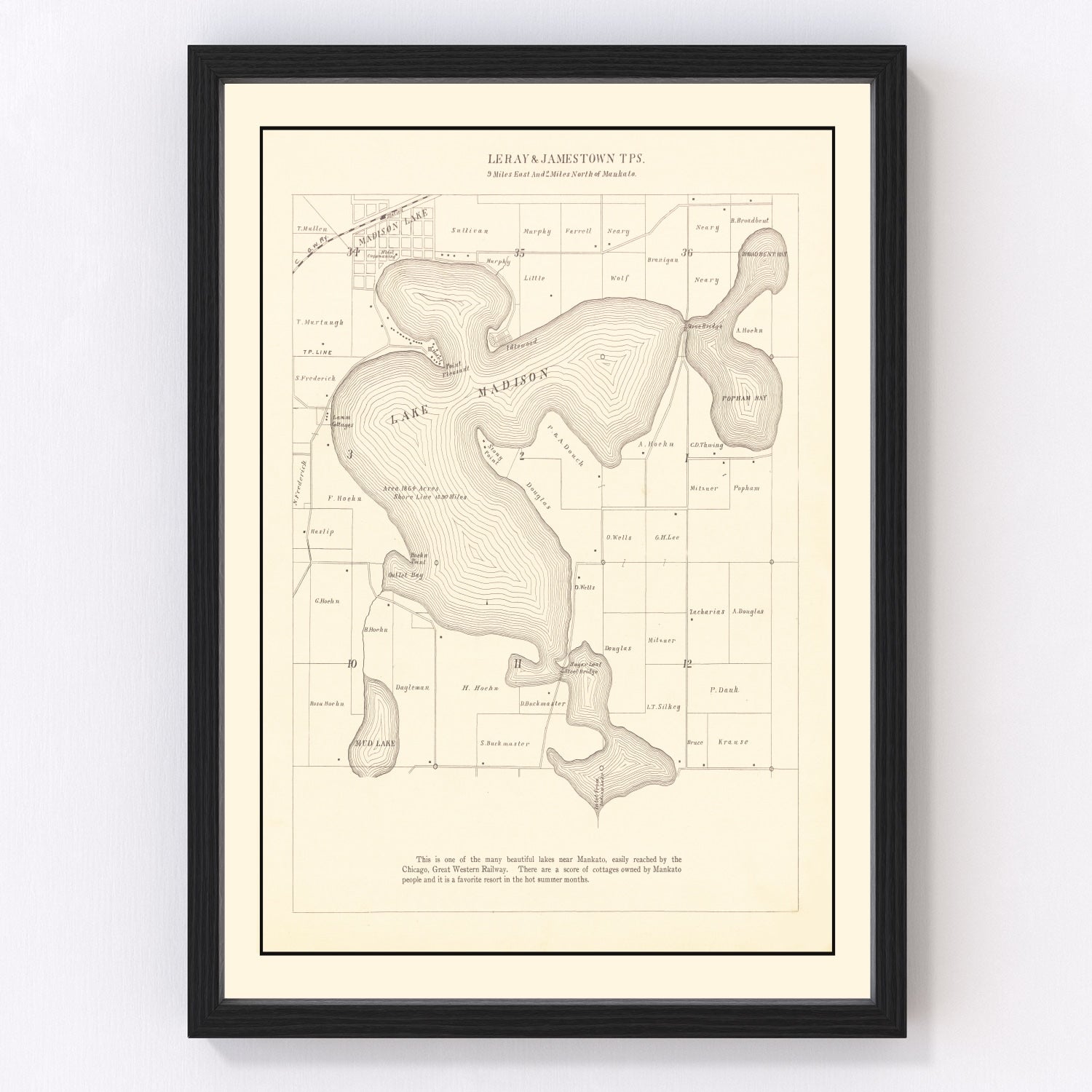 Vintage Lake Madison, MN Map 1921