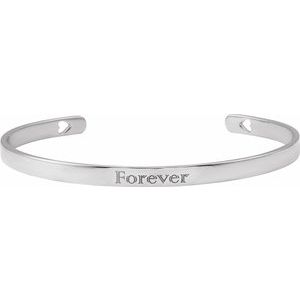 14K White Engravable Heart Pierced Cuff 7" Bracelet