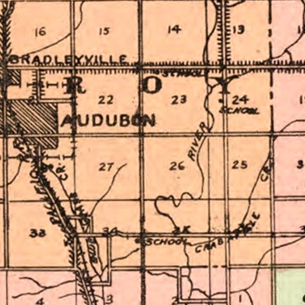 Vintage Map of Audobon County, Iowa 1921