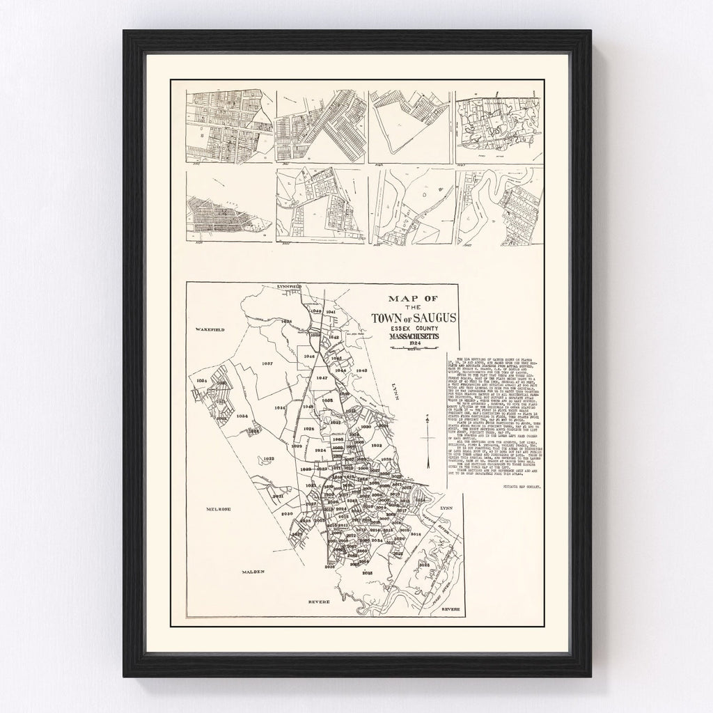 Vintage Map of Saugus, Massachusetts 1924