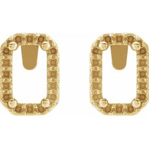 14K Yellow Gold 6x4 mm Emerald Halo-Style Earring Mounting – image 2