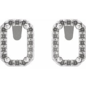 Platinum 5x3 mm Emerald Halo-Style Earring Mounting – image 2
