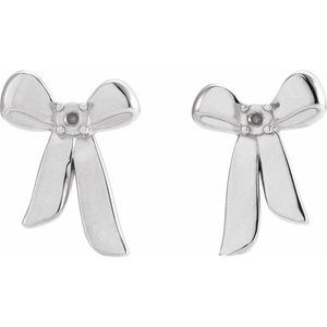 Sterling Silver 1.5 mm Accented Left Bow Earring Mounting – image 2