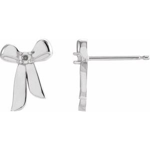 Platinum 1.5 mm Accented Right Bow Earring Mounting