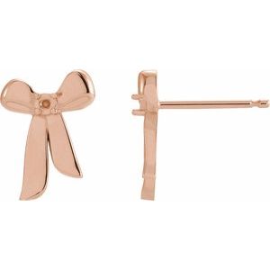 14K Rose Gold 1.5 mm Accented Right Bow Earring Mounting