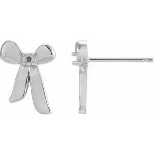 14K White Gold 1.5 mm Accented Left Bow Earring Mounting