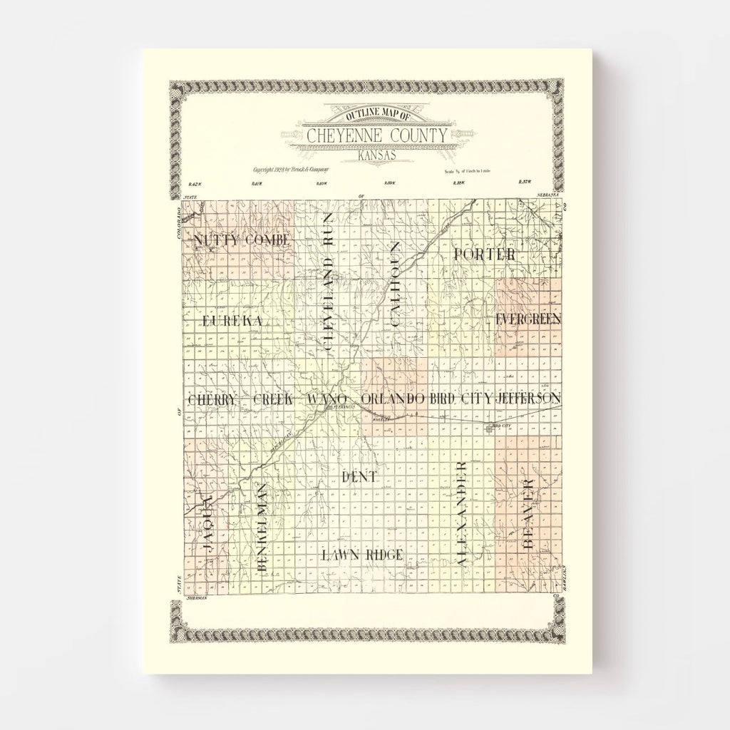 Vintage Map of Cheyenne County, Kansas 1928