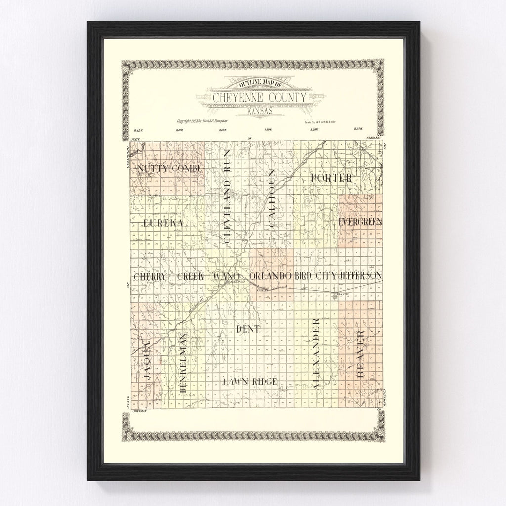 Vintage Map of Cheyenne County, Kansas 1928