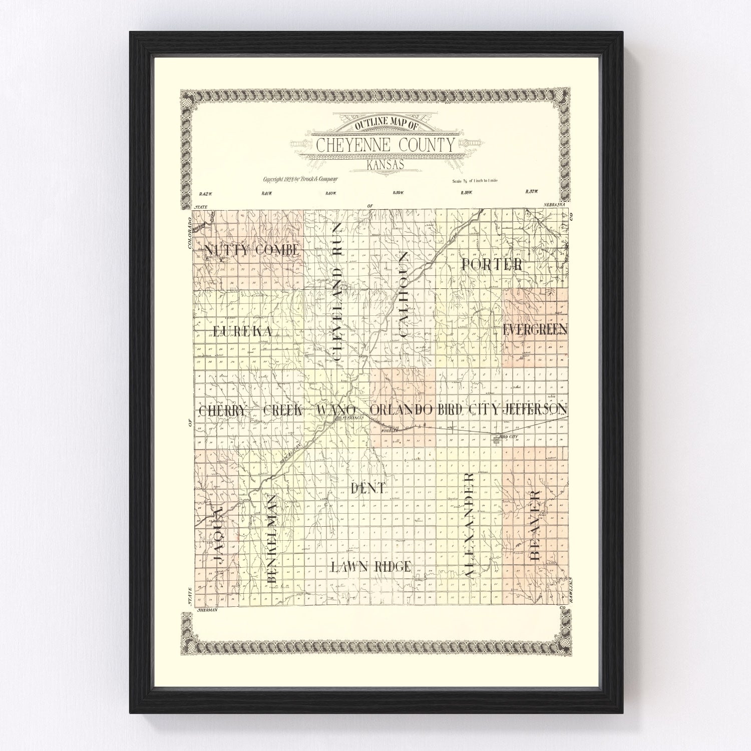 Vintage Map of Cheyenne County, Kansas 1928