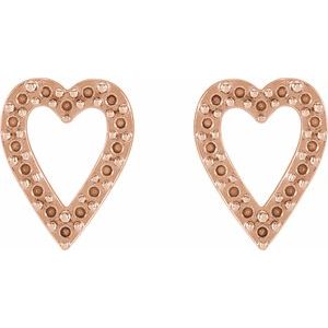 14K Rose Gold 1.2 mm Round Accented Heart Earring Mounting – image 2