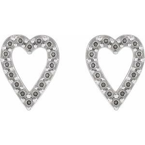 Platinum 1.2 mm Round Accented Heart Earring Mounting – image 2