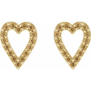 14K Yellow Gold 1.2 mm Round Accented Heart Earring Mounting – image 2