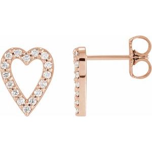 14K Rose Gold 1/5 CTW Natural Diamond Heart Earrings