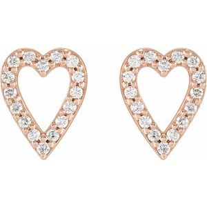 14K Rose Gold 1/4 CTW Natural Diamond Heart Earrings – image 2