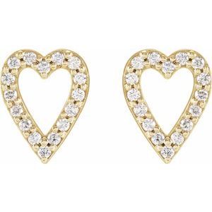 14K Yellow Gold 1/4 CTW Natural Diamond Heart Earrings – image 2