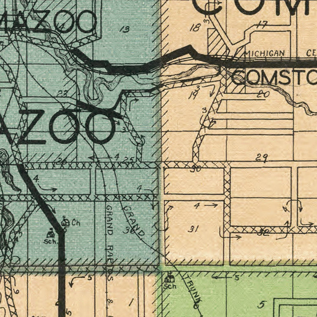 Vintage Map of Kalamazoo County, Michigan 1928