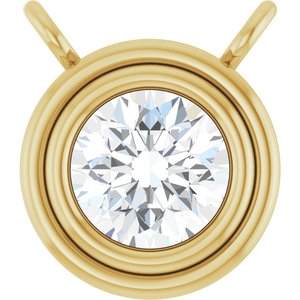 14K Yellow Gold 1/4 CT Natural Diamond Bezel Set Necklace Center