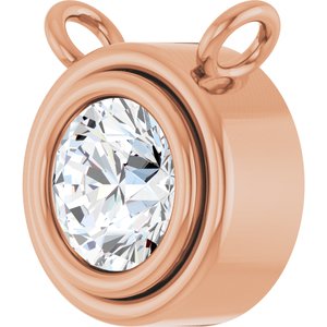14K Rose Gold 1/4 CT Natural Diamond Bezel Set Necklace Center