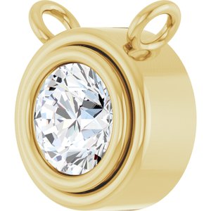 14K Yellow Gold 1/4 CT Natural Diamond Bezel Set Necklace Center
