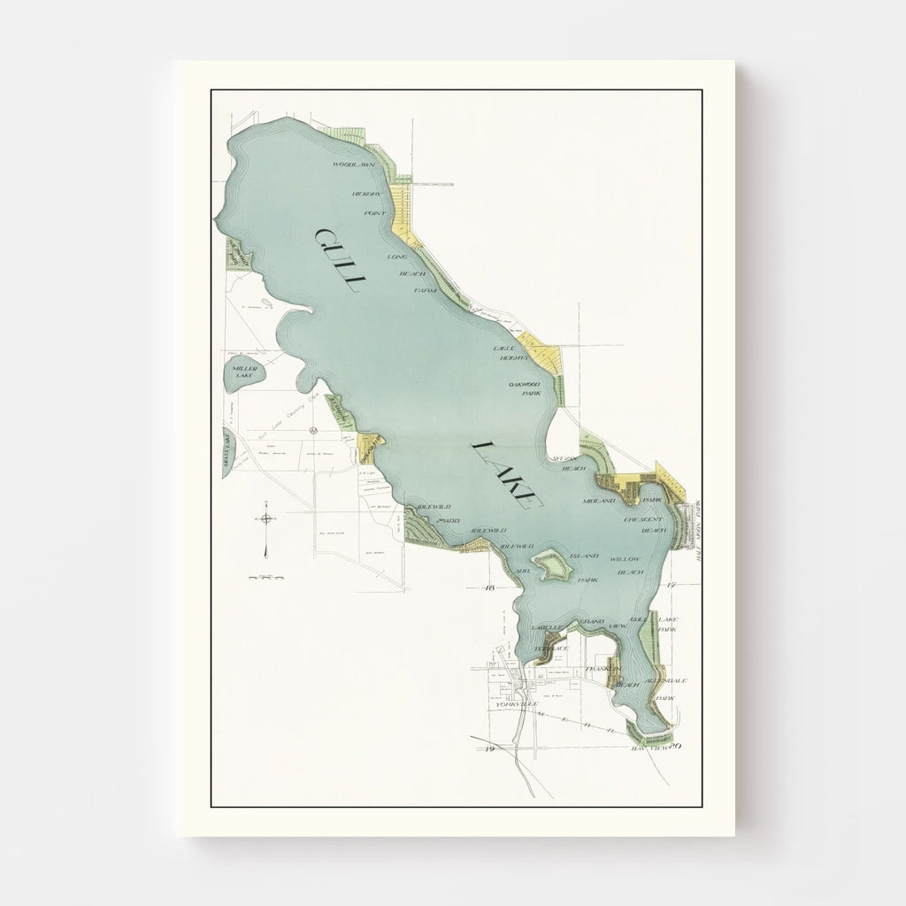 Vintage Gull Lake, MI Map 1928