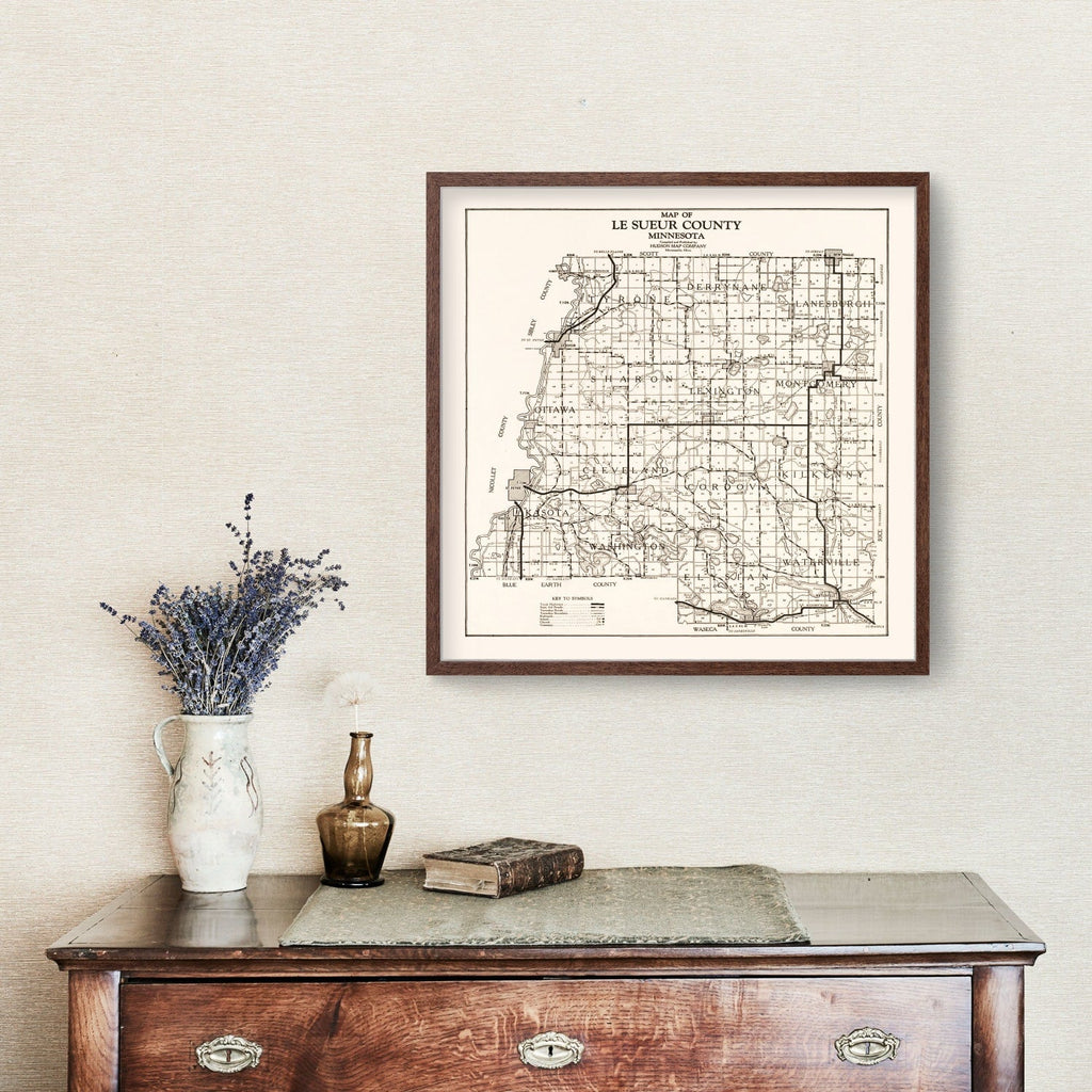 Vintage Map of Le Sueur County, Minnesota 1928