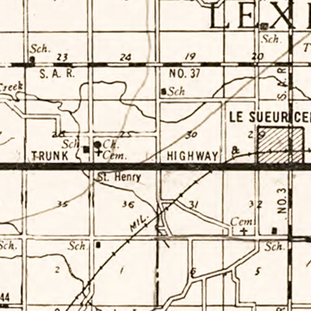 Vintage Map of Le Sueur County, Minnesota 1928