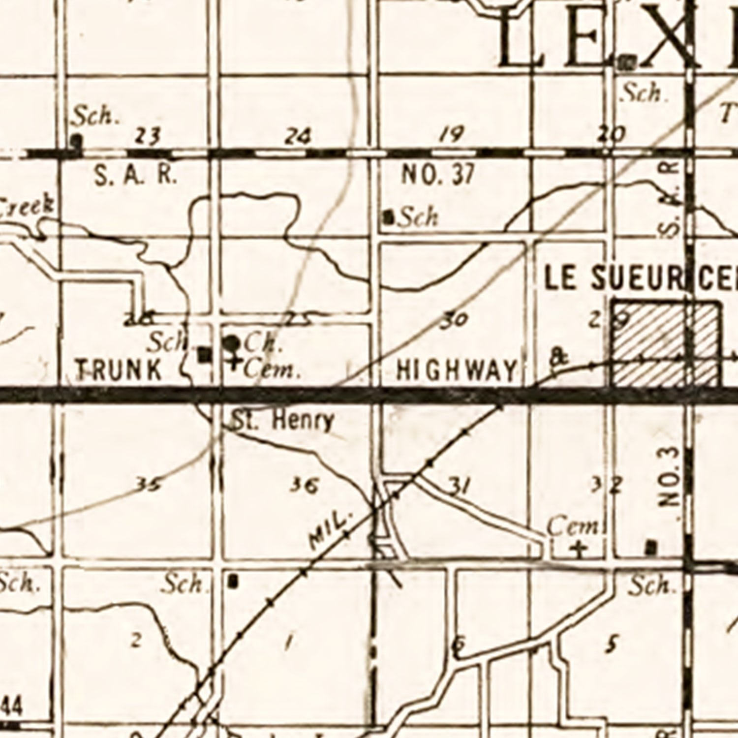 Vintage Map of Le Sueur County, Minnesota 1928