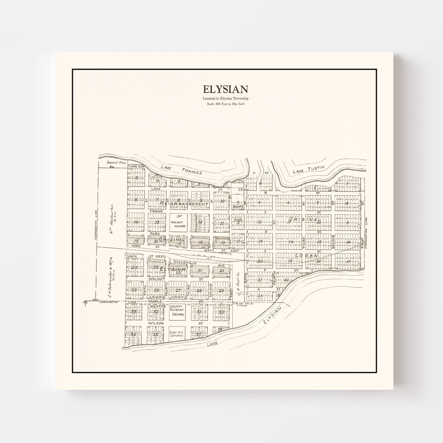 Vintage Map of Elysian, Minnesota 1928