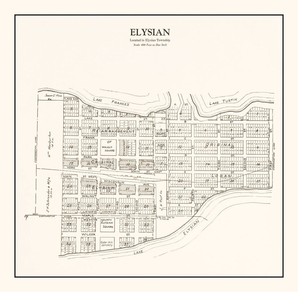Vintage Map of Elysian, Minnesota 1928