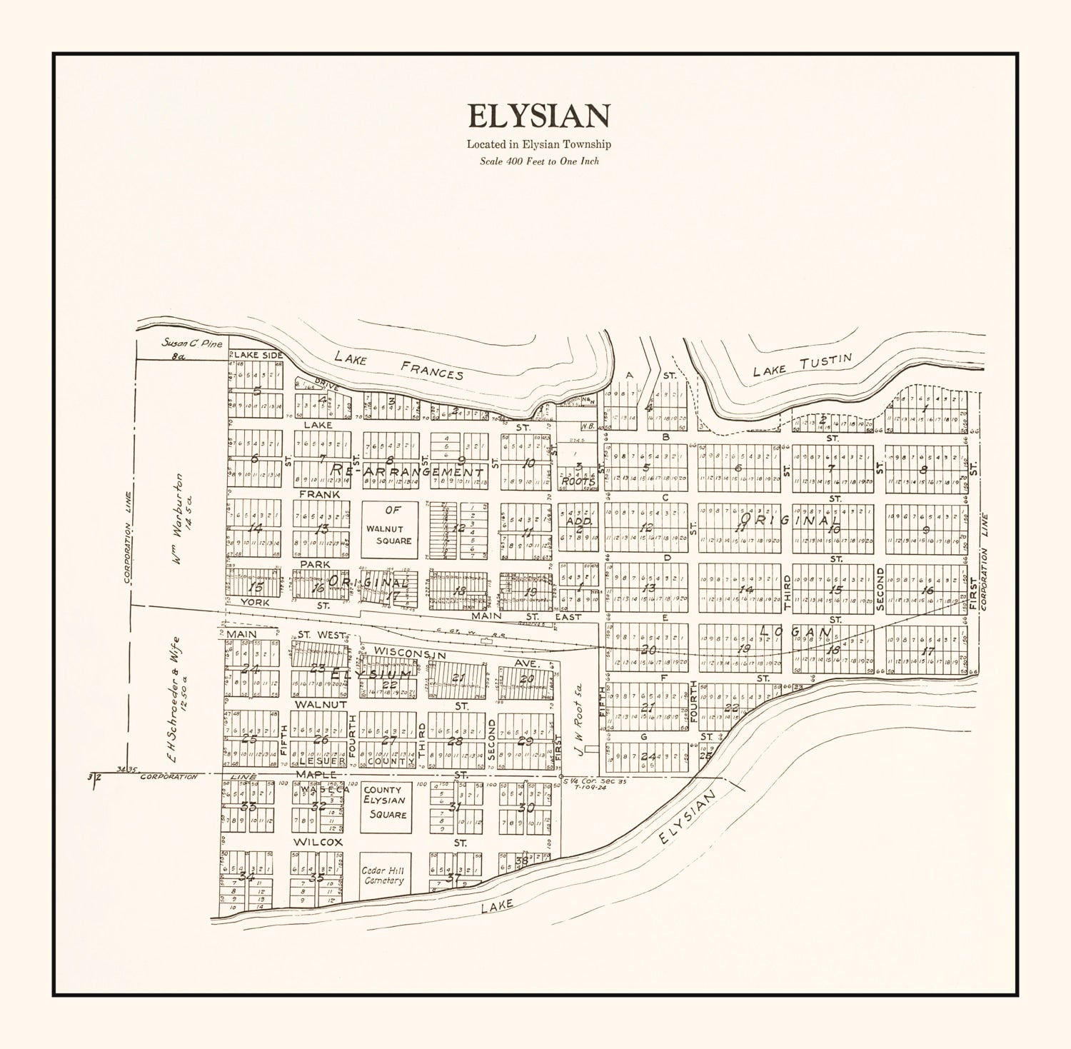Vintage Map of Elysian, Minnesota 1928