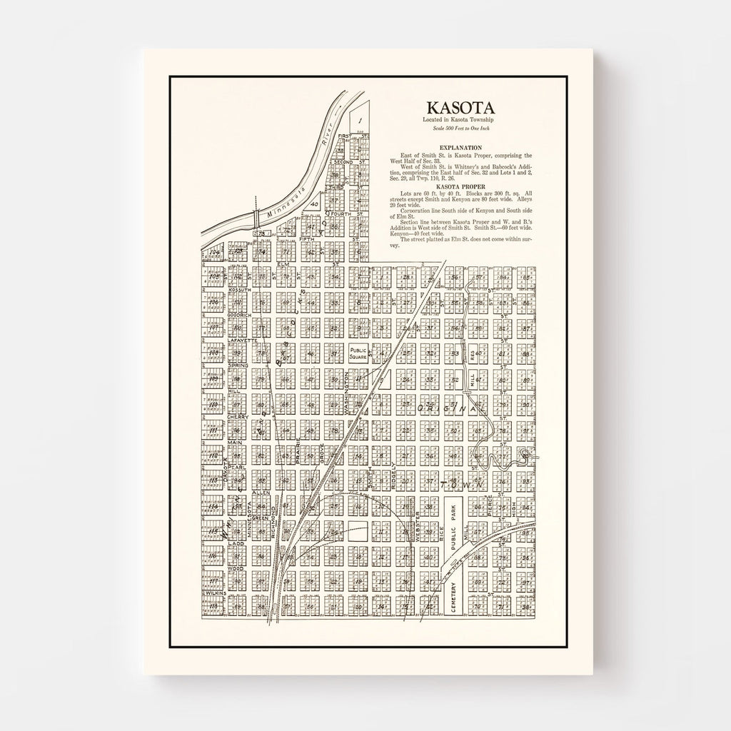 Vintage Map of Kasota, Minnesota 1928