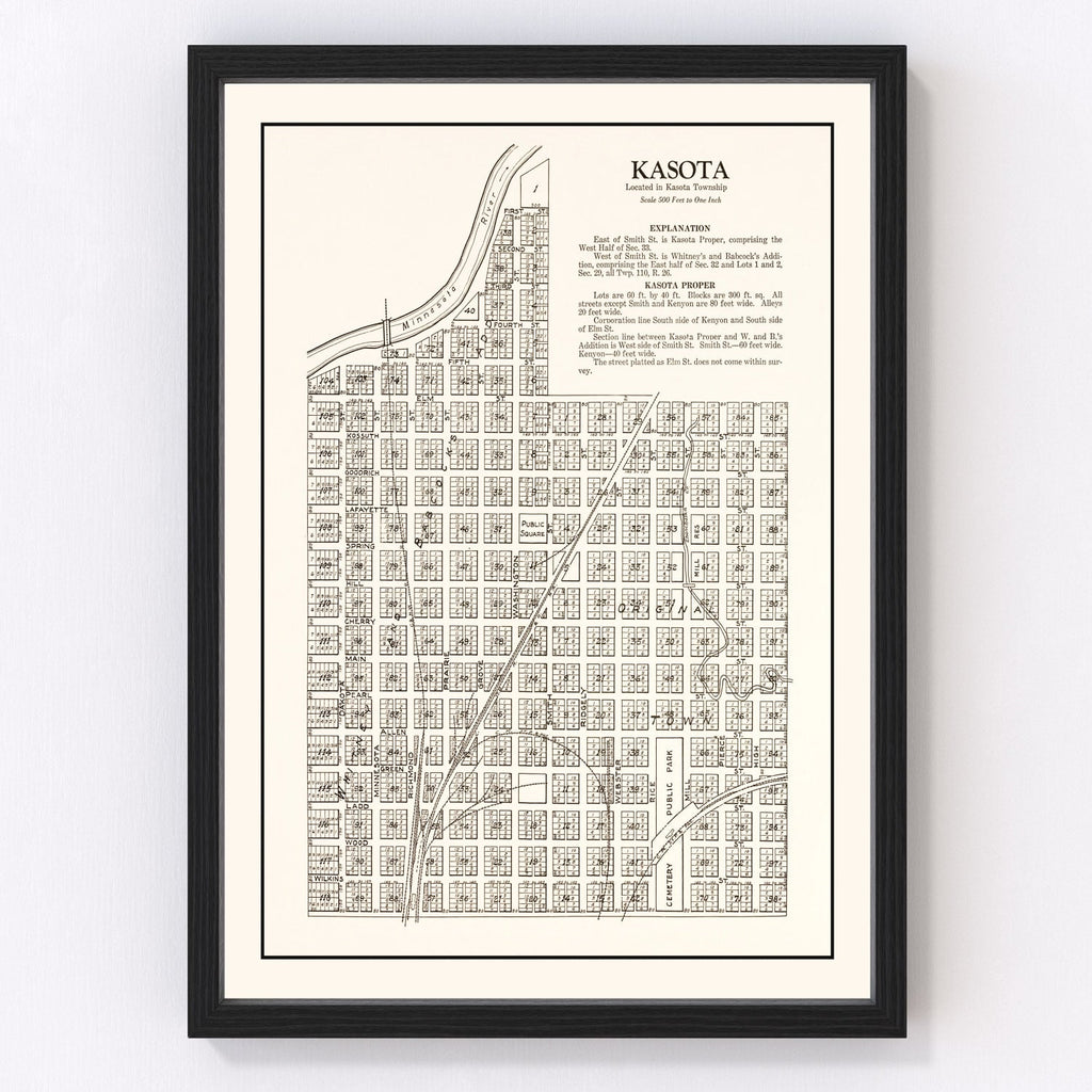Vintage Map of Kasota, Minnesota 1928