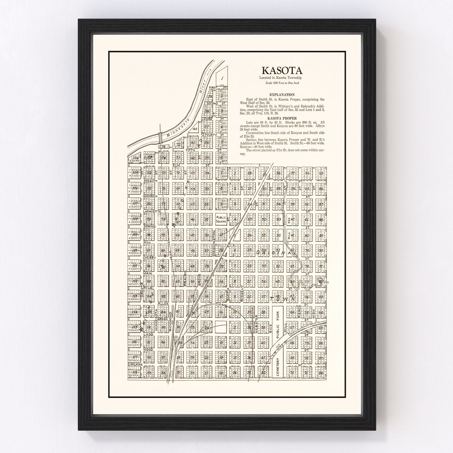 Vintage Map of Kasota, Minnesota 1928