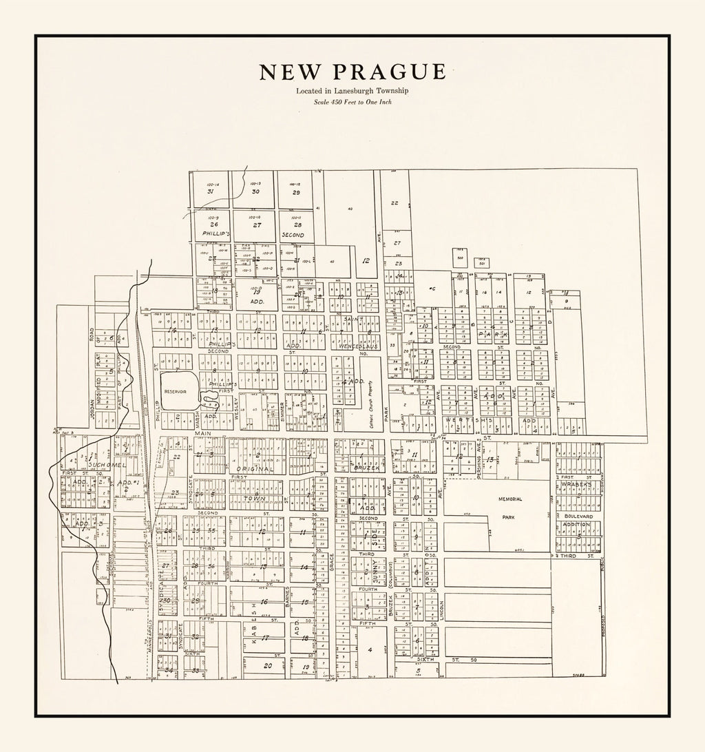 Vintage Map of New Prague, Minnesota 1928