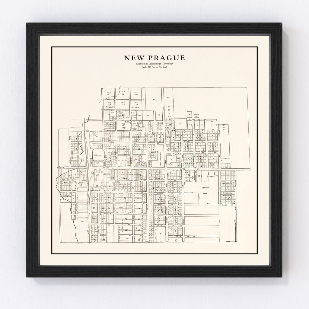 Vintage Map of New Prague, Minnesota 1928