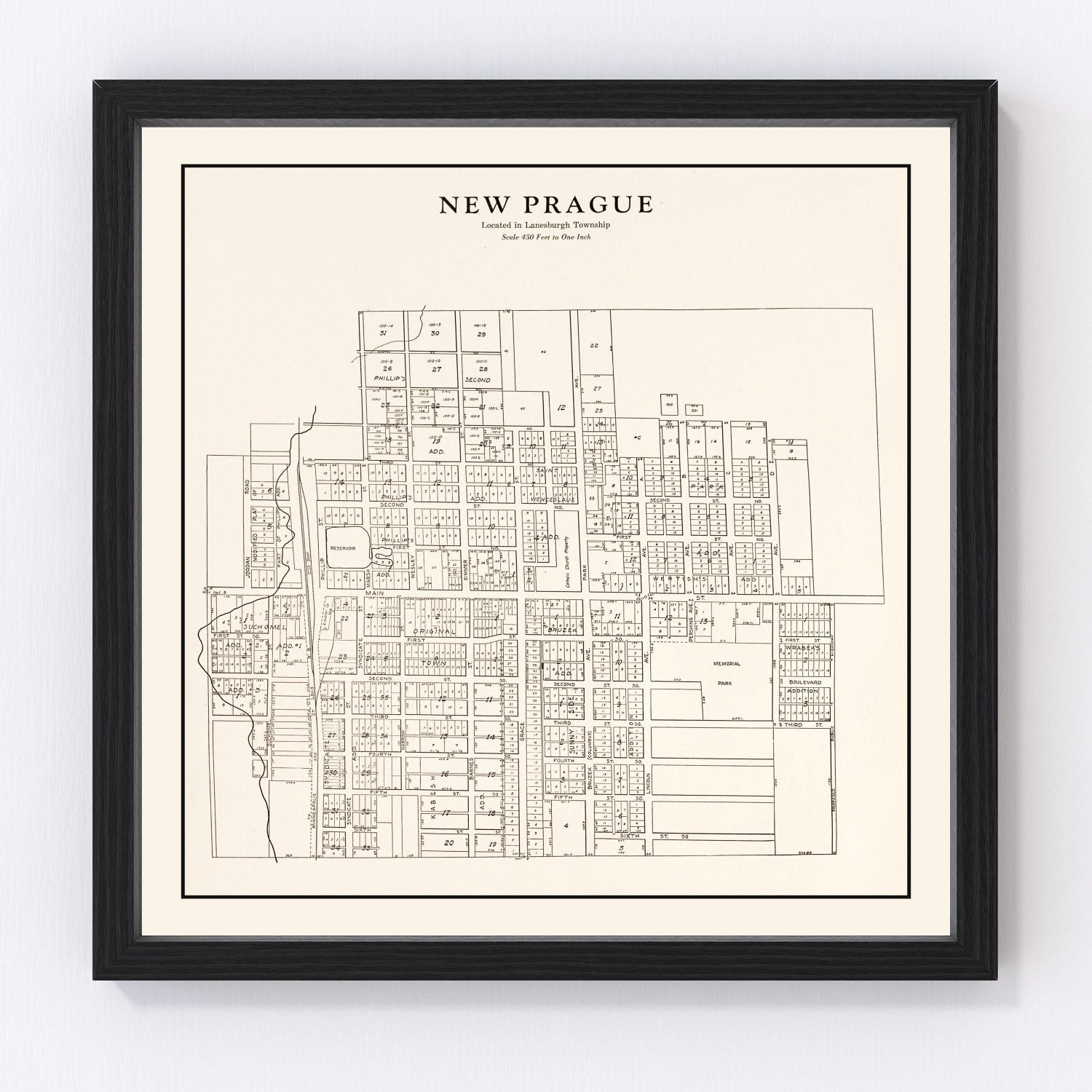Vintage Map of New Prague, Minnesota 1928