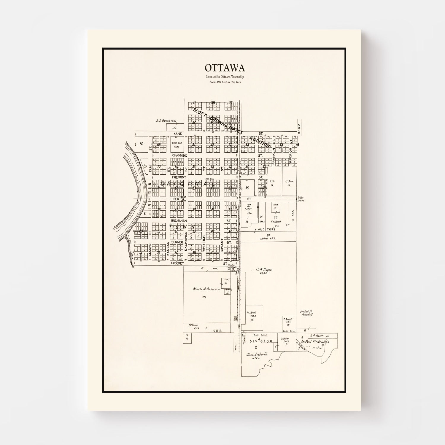 Vintage Map of Ottawa, Minnesota 1928