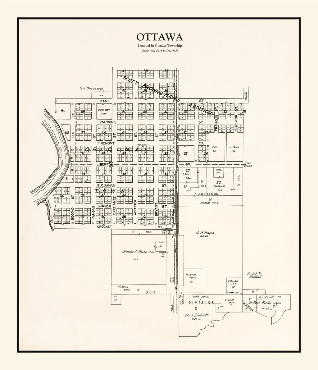 Vintage Map of Ottawa, Minnesota 1928