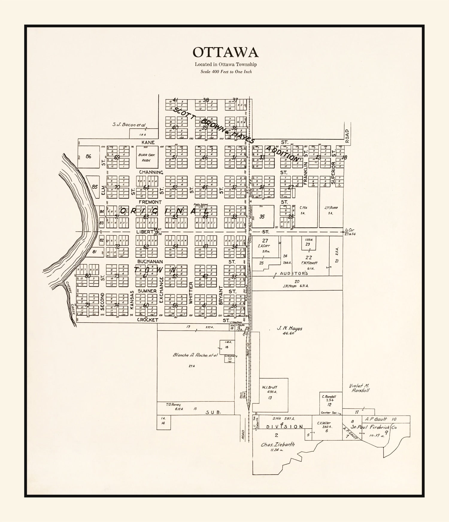 Vintage Map of Ottawa, Minnesota 1928