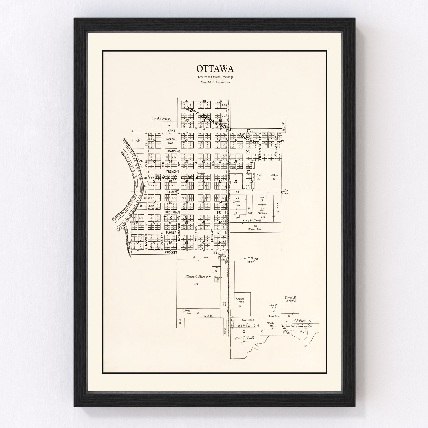 Vintage Map of Ottawa, Minnesota 1928