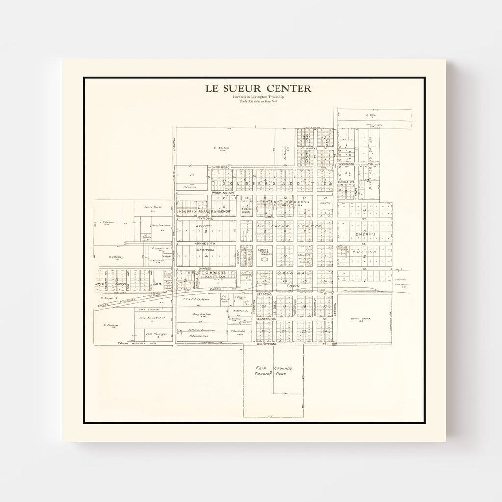 Vintage Map of Le Sueur Center, Minnesota 1928