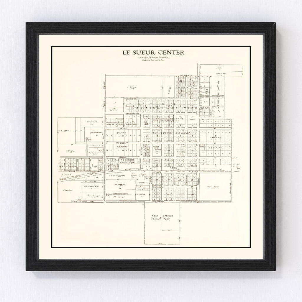 Vintage Map of Le Sueur Center, Minnesota 1928