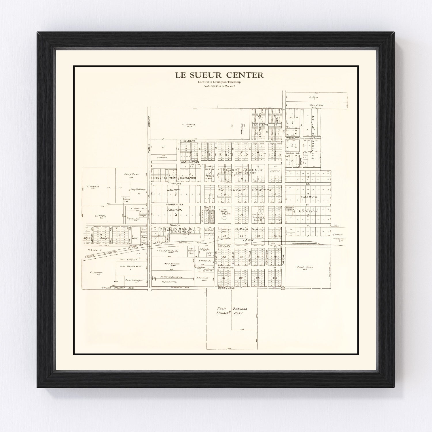 Vintage Map of Le Sueur Center, Minnesota 1928