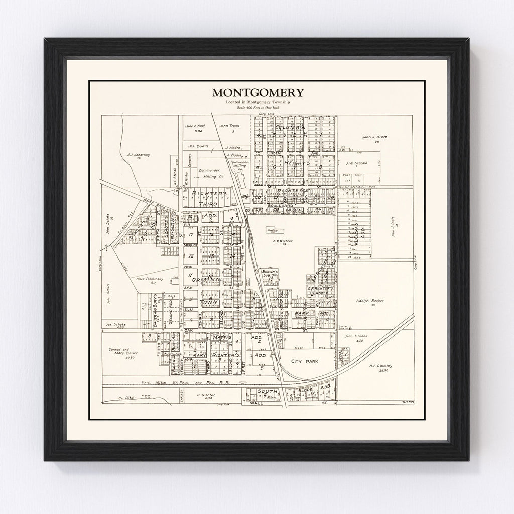 Vintage Map of Montgomery, Minnesota 1928