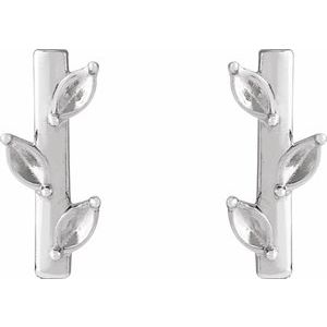 Platinum 2.5x1.25 mm Marquise Floral Bar Earring Mounting – image 2