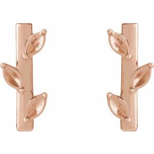14K Rose Gold 2.5x1.25 mm Marquise Floral Bar Earring Mounting – image 2