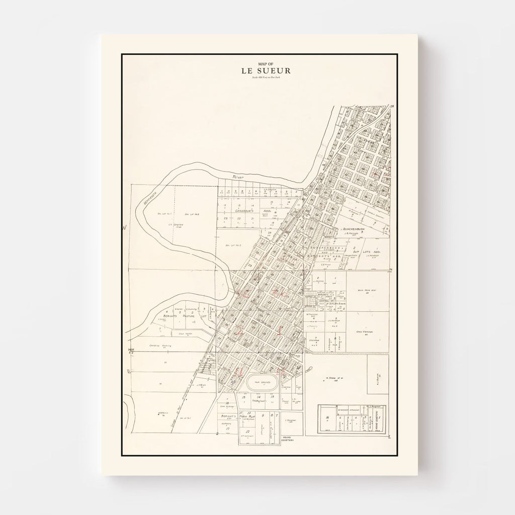 Vintage Map of Le Sueur, Minnesota 1928